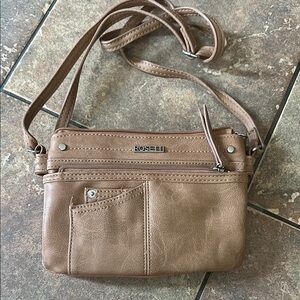 Rosetti Tan Crossbody Bag with Adjustable Strap and Minimalist Design
